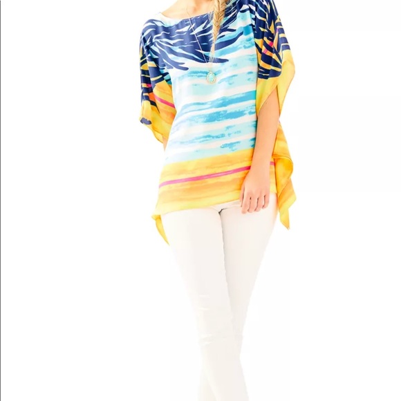 New Lilly Pulitzer Caftan Silk Top - Picture 4 of 6